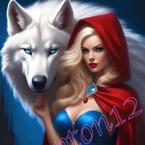 Riding Hood Tames the Wolf 13” x 19”  Fine Art Print -only 6 signed prints made